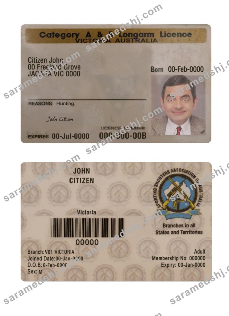 Australia Victoria state A & B longarm license